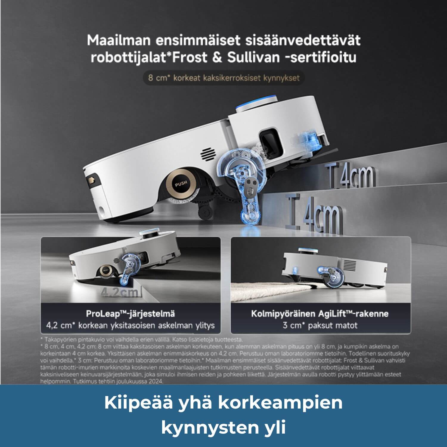 Dreame Aqua 10 Ultra Roller robotti-imuri - kiipeää jopa 8cm kynnysten yli