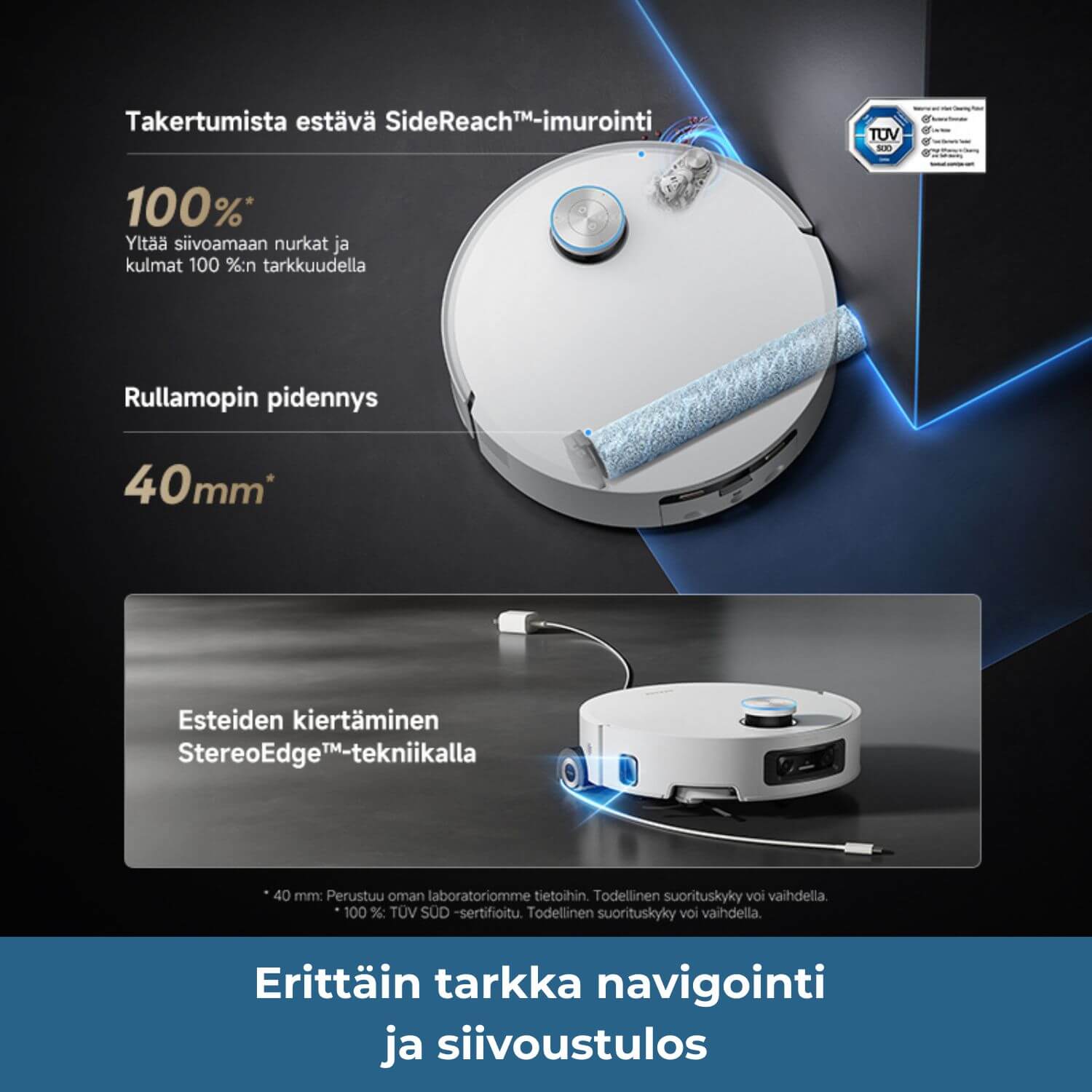 Dreame Aqua 10 Ultra Roller robotti-imuri - erittäin tarkka navigointi
