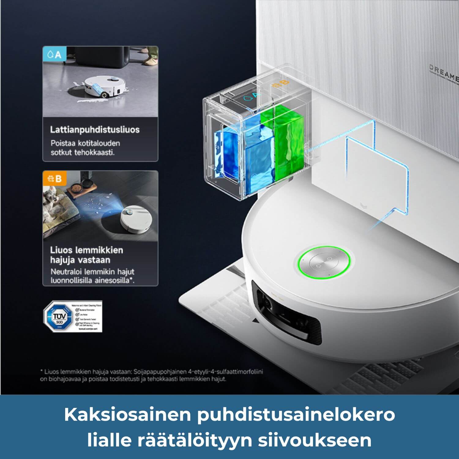 Dreame Aqua 10 Ultra Roller robotti-imuri - pesuaineen annostelu
