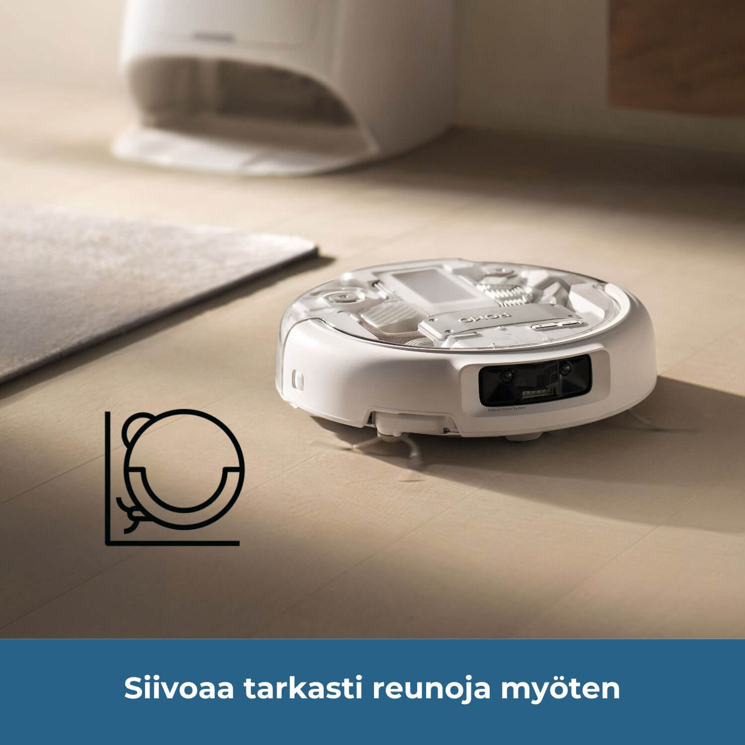 DJI ROMO A siivoaa tarkasti reunoja myöten