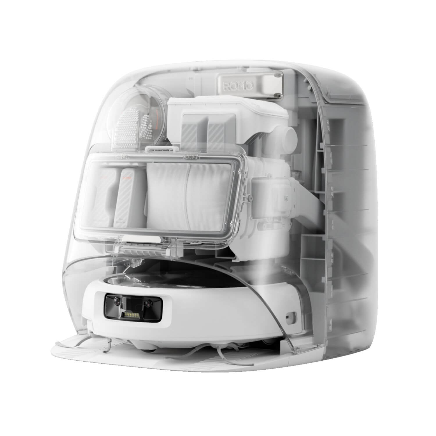 DJI ROMO P robotti-imuri puhdistustelakassa edestä