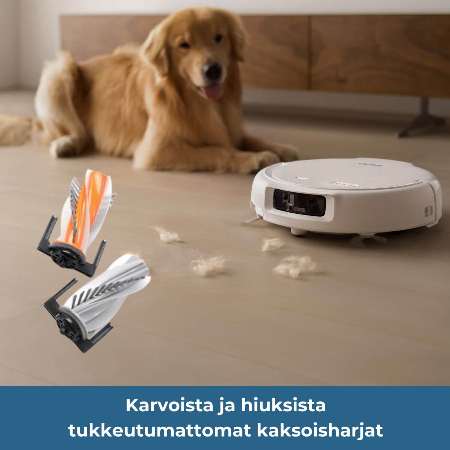 DJI ROMO S karvoista ja hiuksista tukkeutumattomat kaksoisharjat