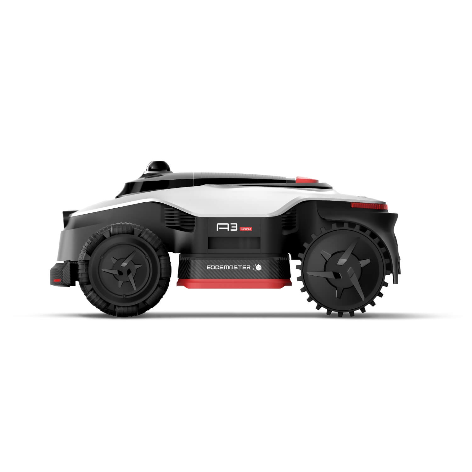 Dreame A3 2500/3500 robottiruohonleikkuri tuotekuva hopea/musta, sivusta.