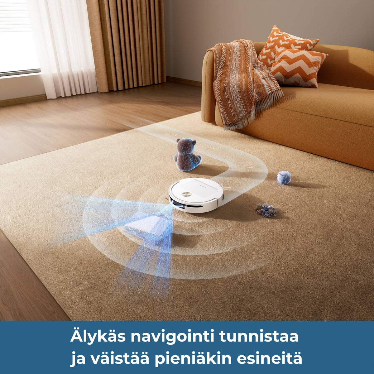 Dreame D40 Ultra robotti-imurin älykäs navigointi tunnistaa ja väistää pieniäkin eseineitä.