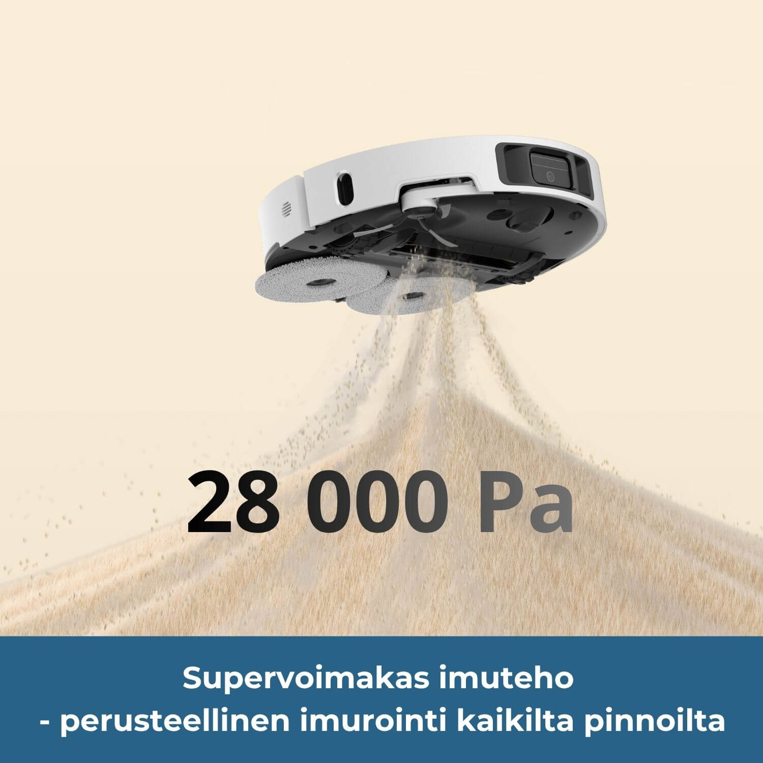 Dreame L50 Ultra AE robotti-imurin supervoimakas 28 000 Pascalin imuteho takaa perusteellisen imuroinnin kaikille pinnoille.