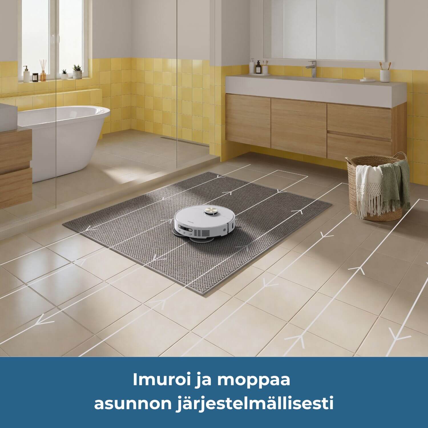 Dreame L50 Ultra AE robotti-imuri imuroi ja moppaa asunnon järjestelmällisesti.
