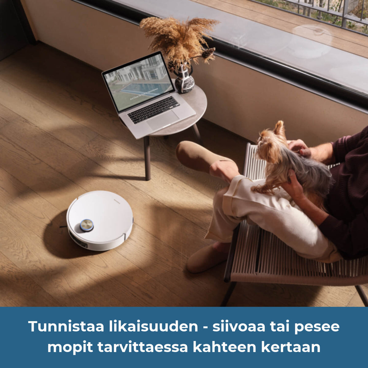 Dreame L60 Pro Ultra robotti-imuri tunnistaa likaisuuden ja siivoaa tai pesee mopit tarvittaessa kahteen kertaan.