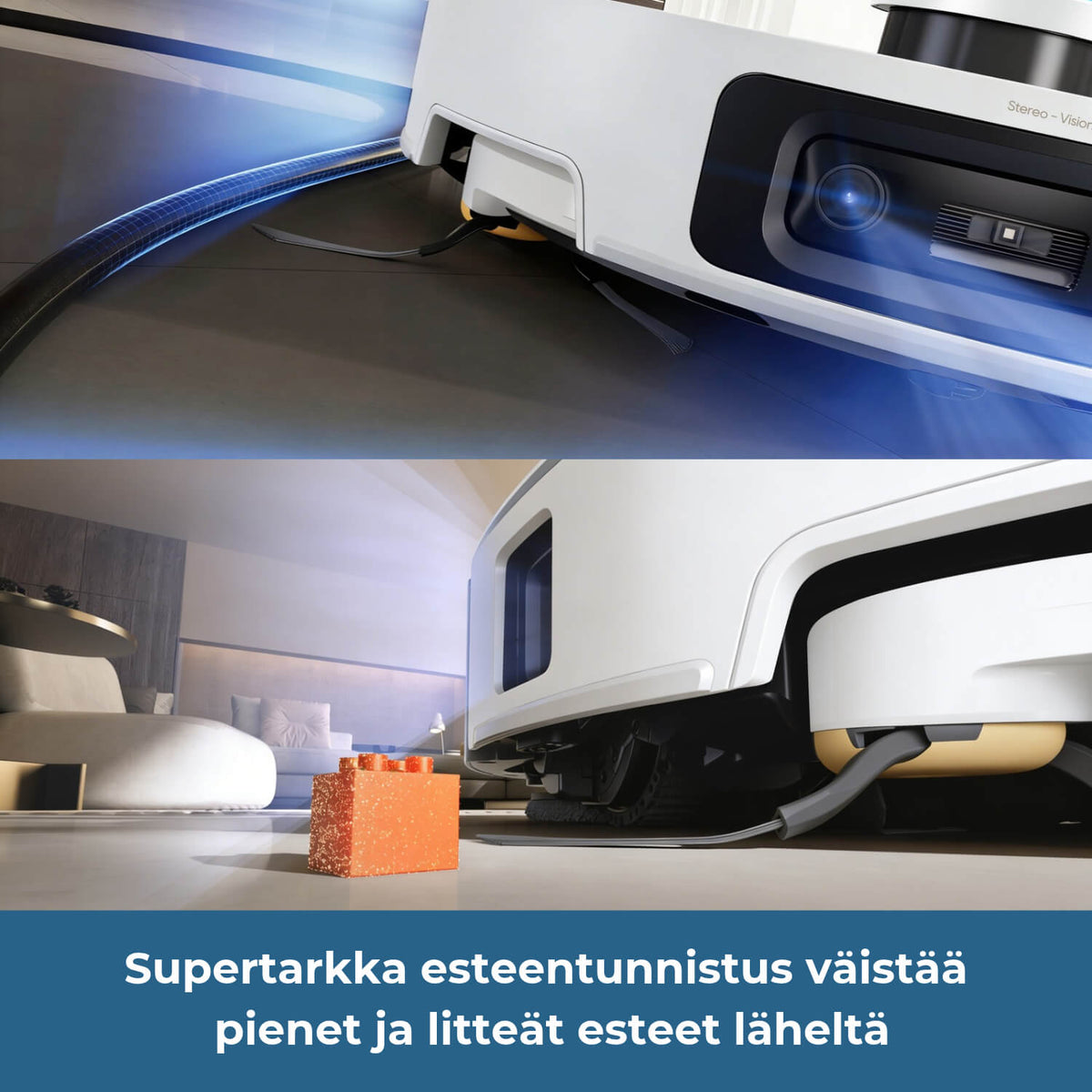 Dreame L60 Pro Ultra robotti-imurissa on edistyksellinen esteidentunnistus. Se tunnistaa ja väistää jopa yli 280 erilaista esinettä ja estettä kameran ja tekoälyn avulla. Leluja tai tavaroita ei tarvitse kerätä pois lattioilta.
