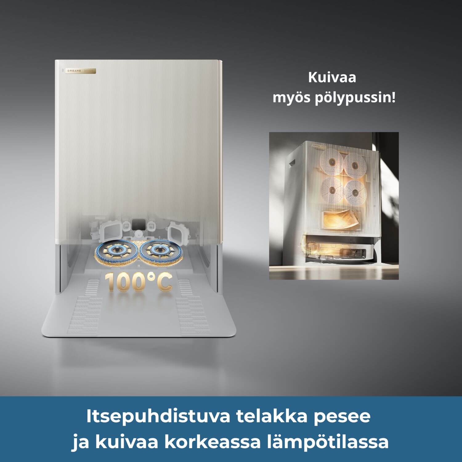 Dreame Matrix 10 Ultra robotti-imuri & -moppi + puhdistustelakka