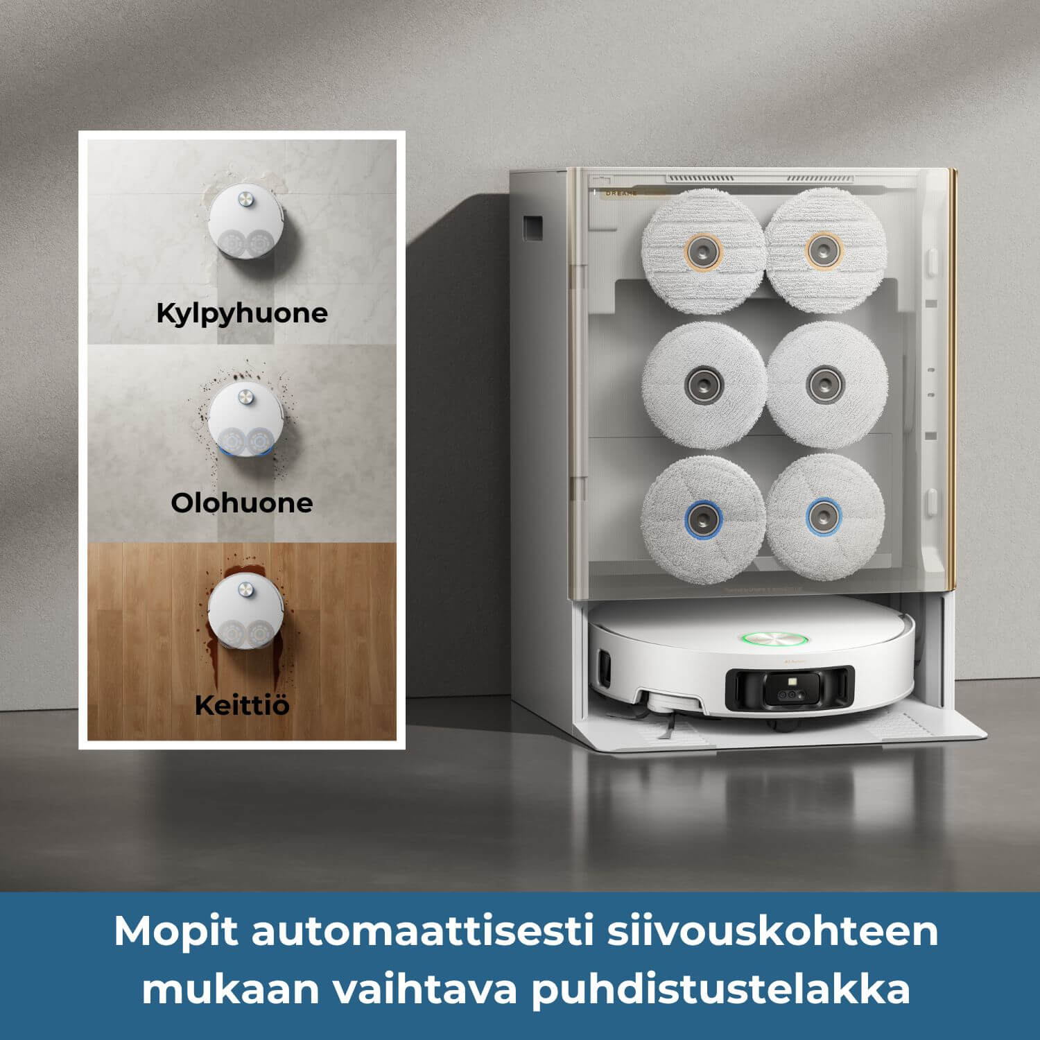 Dreame Matrix 10 Ultra robotti-imuri & -moppi + puhdistustelakka