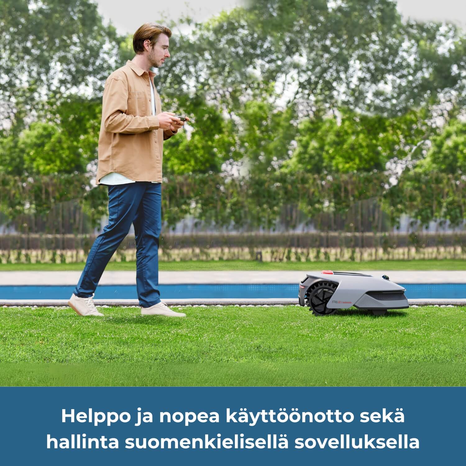 Dreame A1 Pro robottiruohonleikkuri asennetaan ja sitä hallitaan suomenkielisella mobiilisovelluksella - helppoa ja nopeaa.