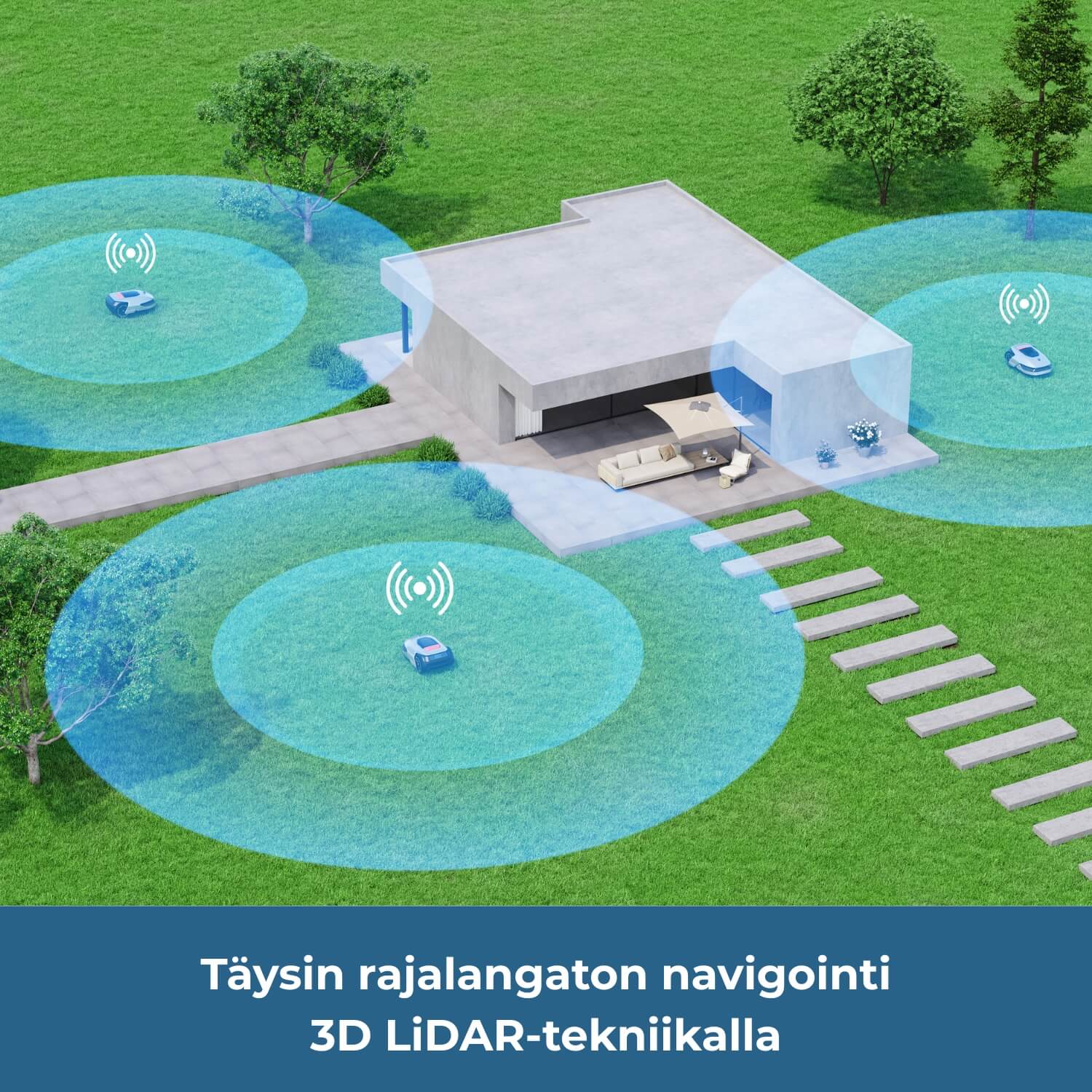 Dreame A1 Pro robottiruohonleikkuri on täysin rajalangaton ja navigoi 3D LiDAR-tekniikalla