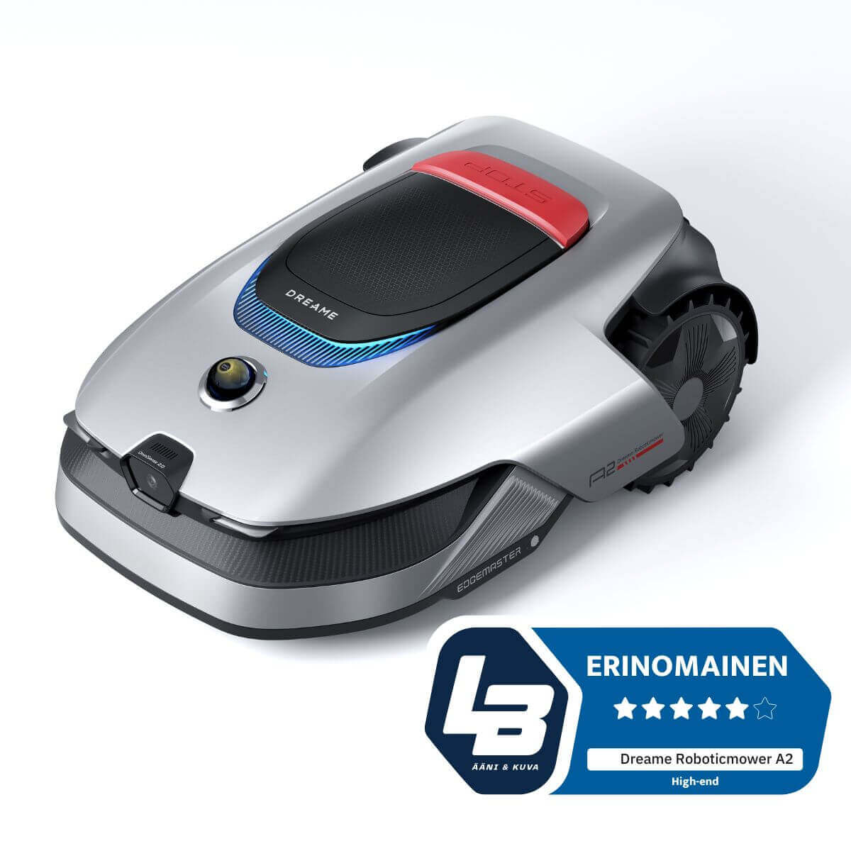Dreame A2 robottiruohonleikkuri tuotekuva pääkuva sivuviisto arvostelu erinomainen Ääni&Kuva 5 tähteä