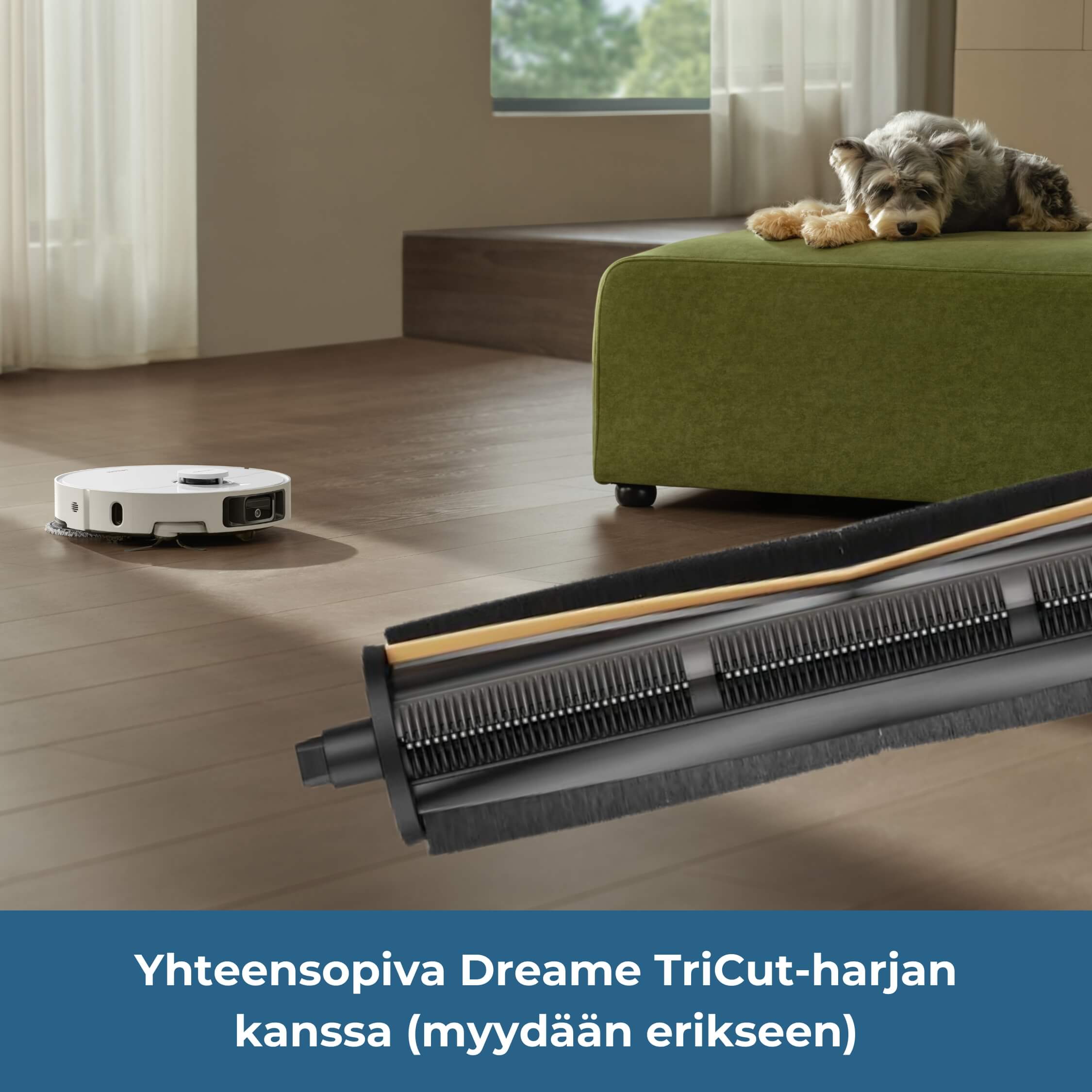 Dreame L10s Ultra Gen 3 robotti-imuri on yhteensopiva Dreame TriCut-harjan kanssa, myydään erikseen.