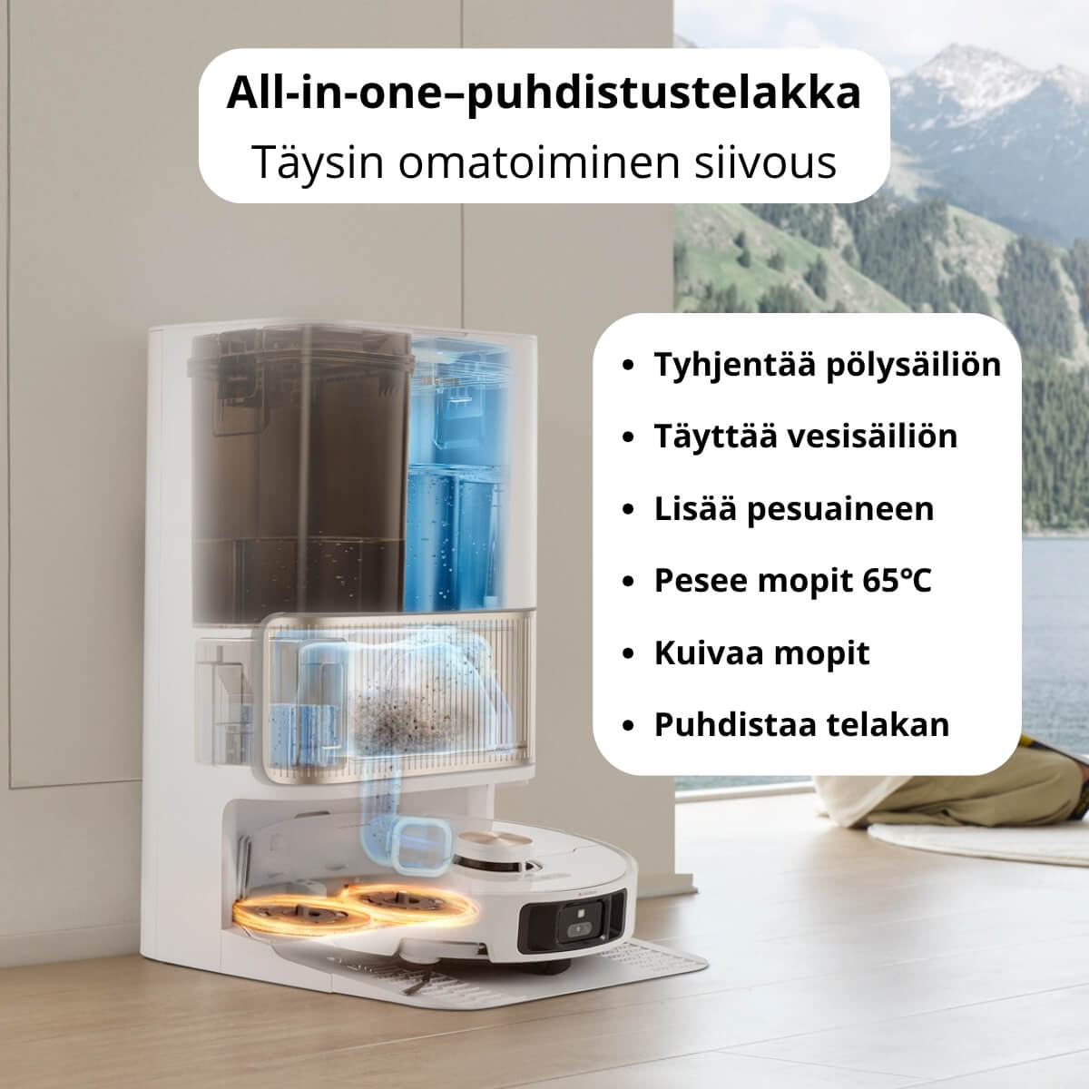 Dreame L40 Ultra robotti-imuri & -moppi + puhdistustelakka