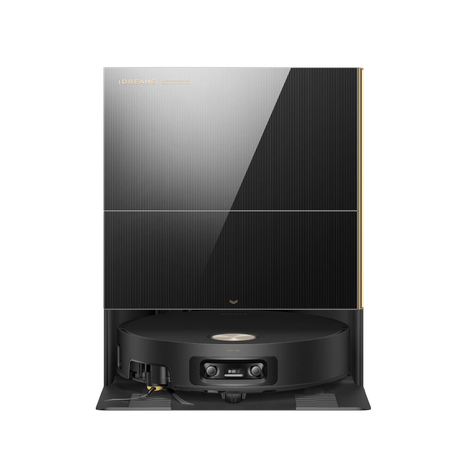 Dreame X60 Pro Ultra Complete robotti-imuri tuotekuva edestä kiiltävä musta/kulta