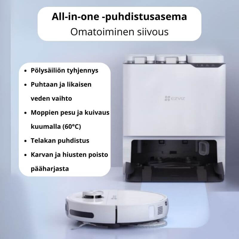 EZVIZ RS20 Max robotti-imuri & -moppi + puhdistustelakka