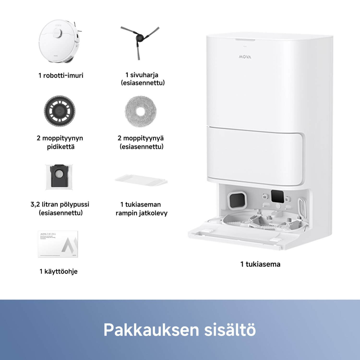 MOVA E40 Ultra robotti-imuri & -moppi + puhdistusasema
