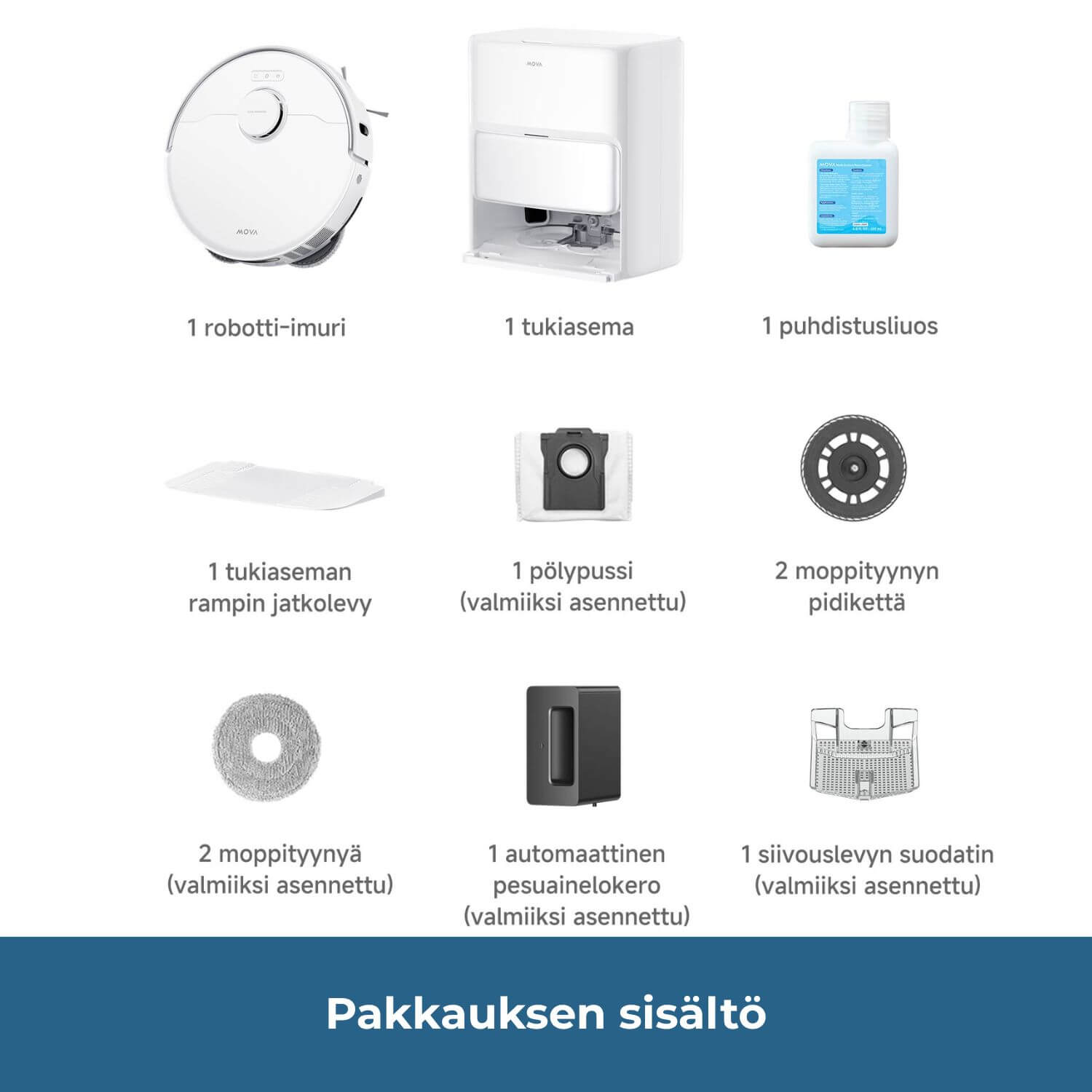 MOVA P50 Pro Ultra robotti-imuri & -moppi + puhdistustelakka