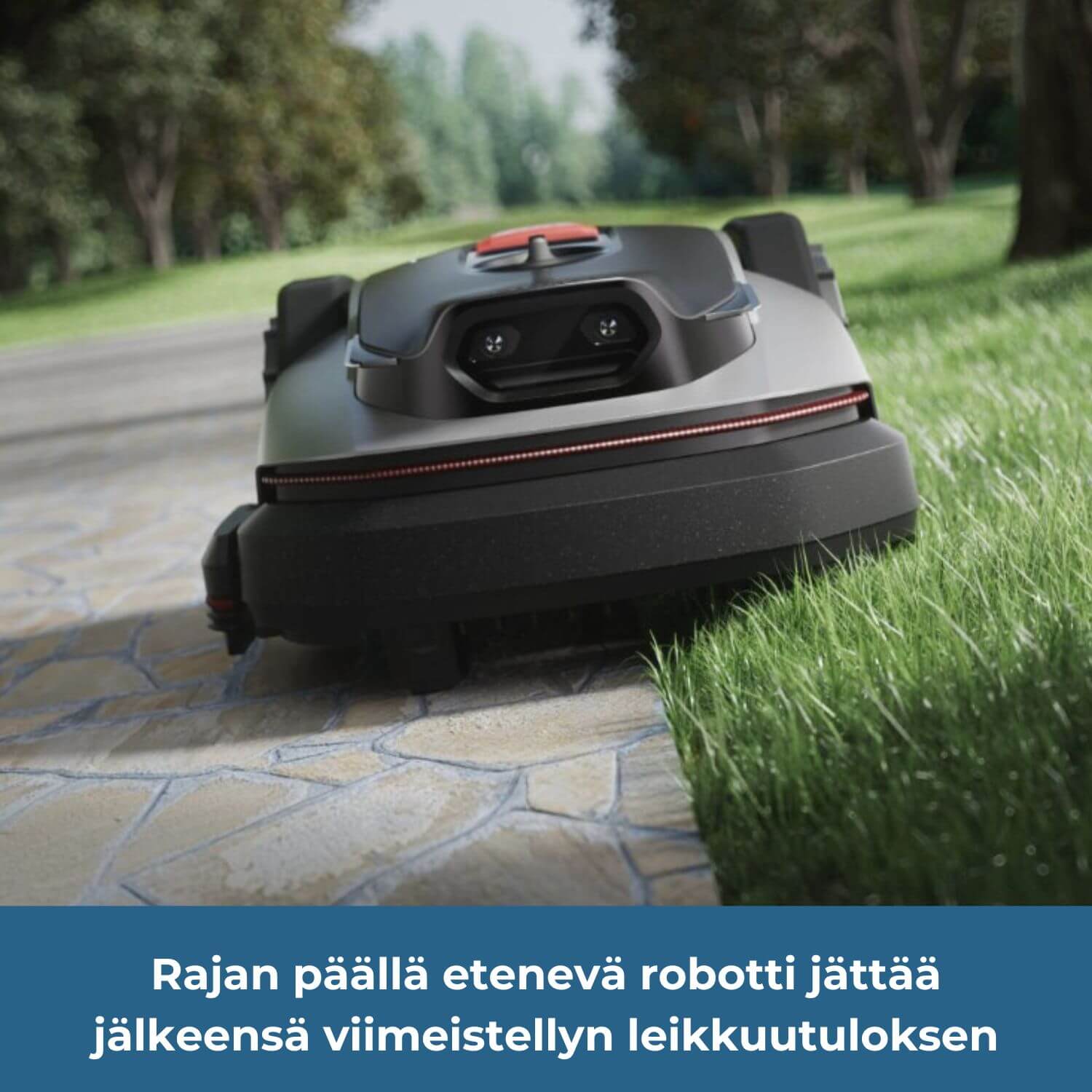 Roborock Neo Q105/Q110 rajalangaton robottiruohonleikkuri kykenee polkujen, laatoitusten ja kivetysten reunoja leikatessa menemään rajan päälle, mikä mahdollistaa viimeistellyn leikkuutuloksen kulkureittien, laattojen ja askelkivetysten reunoilla.