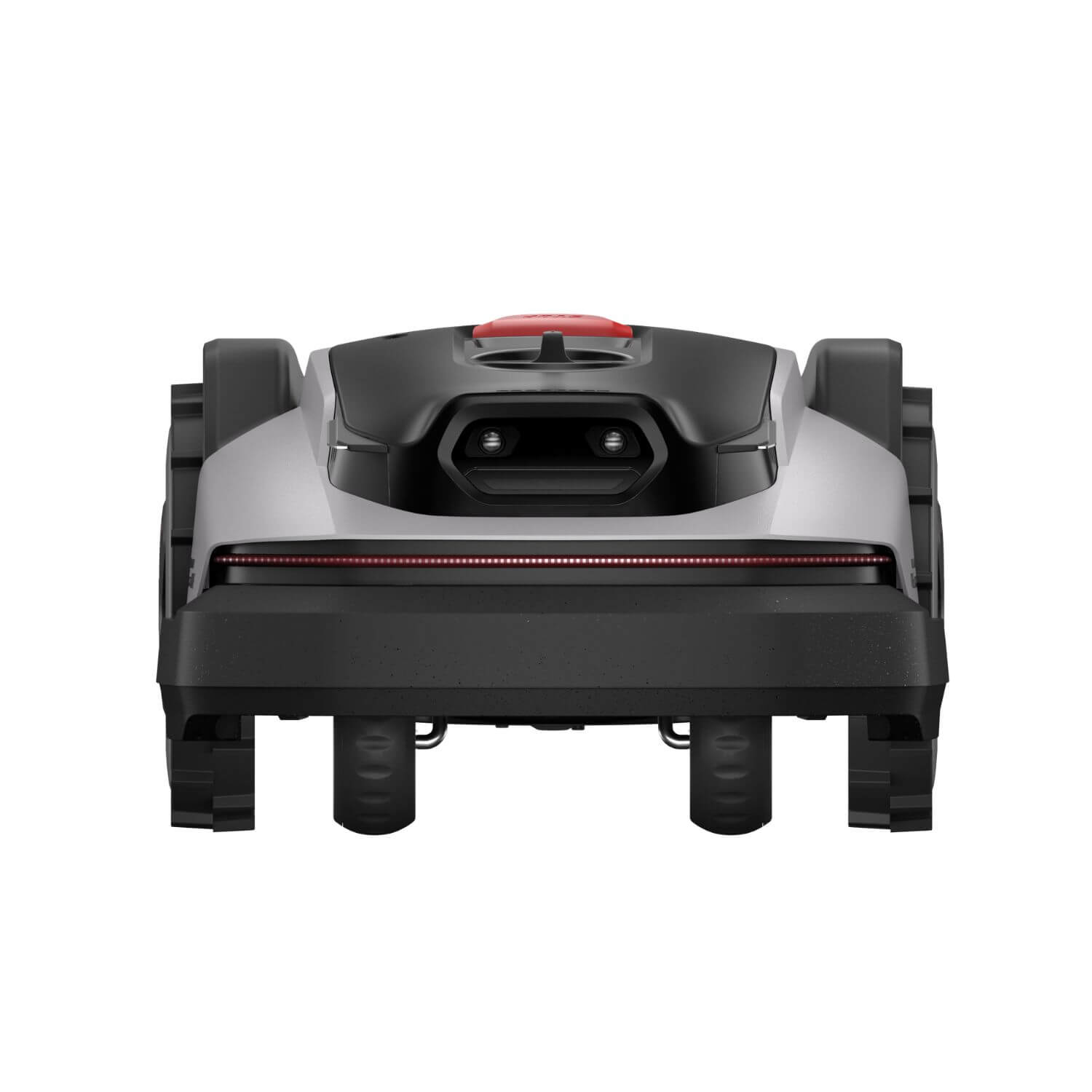 Roborock Neo Q105/Q110 rajalangaton robottiruohonleikkuri värissä harmaa/musta, suoraan edestä kuvattuna.