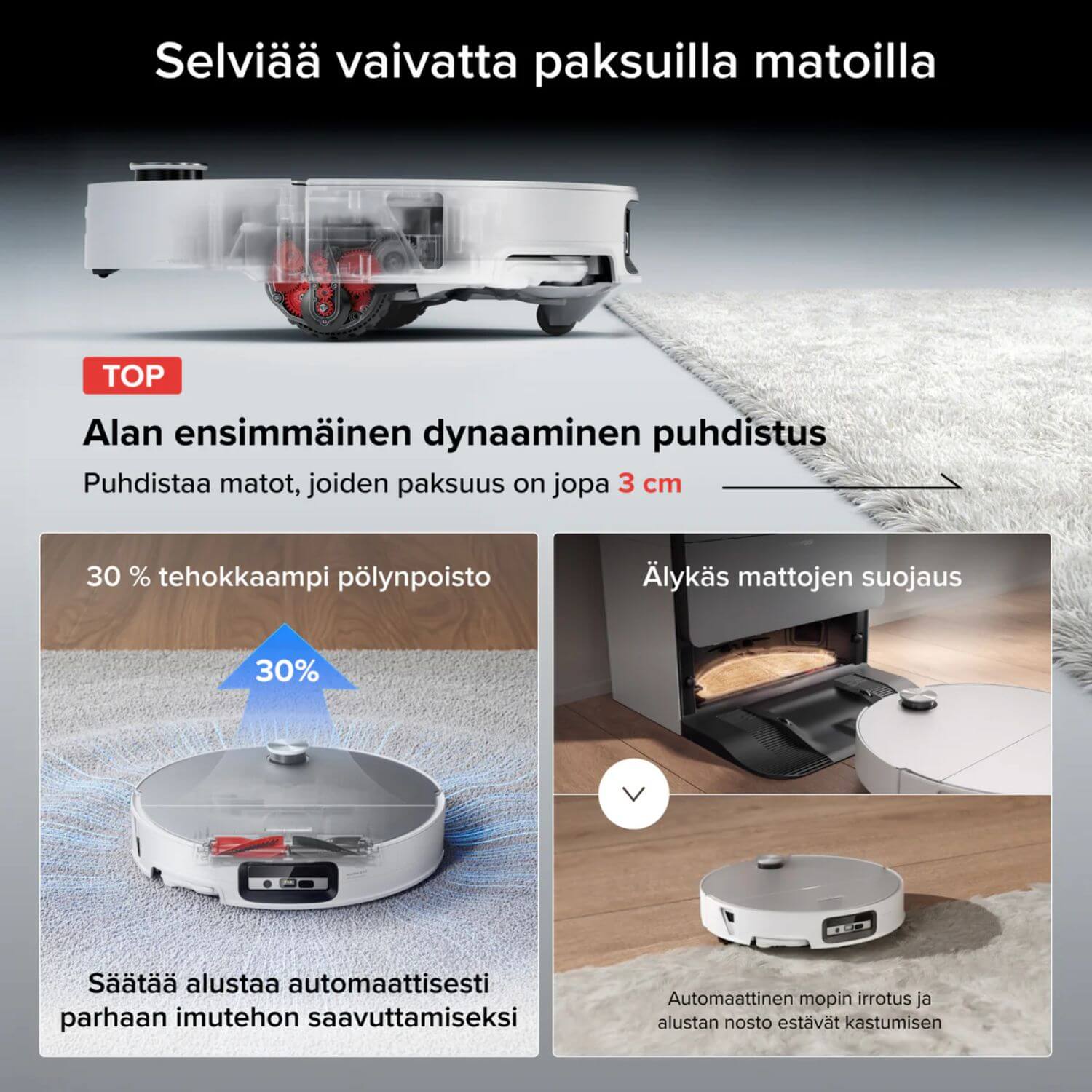 Roborock Saros 20 Sonic Complete robotti-imuri & -moppi + puhdistustelakka