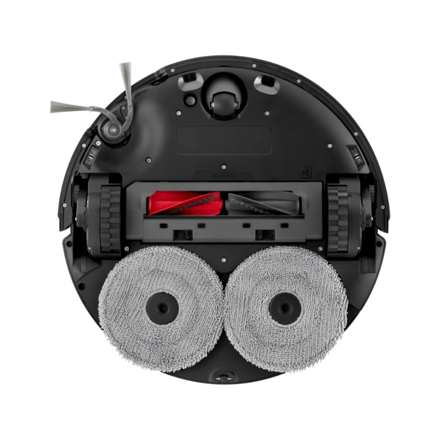 Roborock Saros 20 robotti-imuri tuotekuva, musta/harjattu teräs, robotin pohja