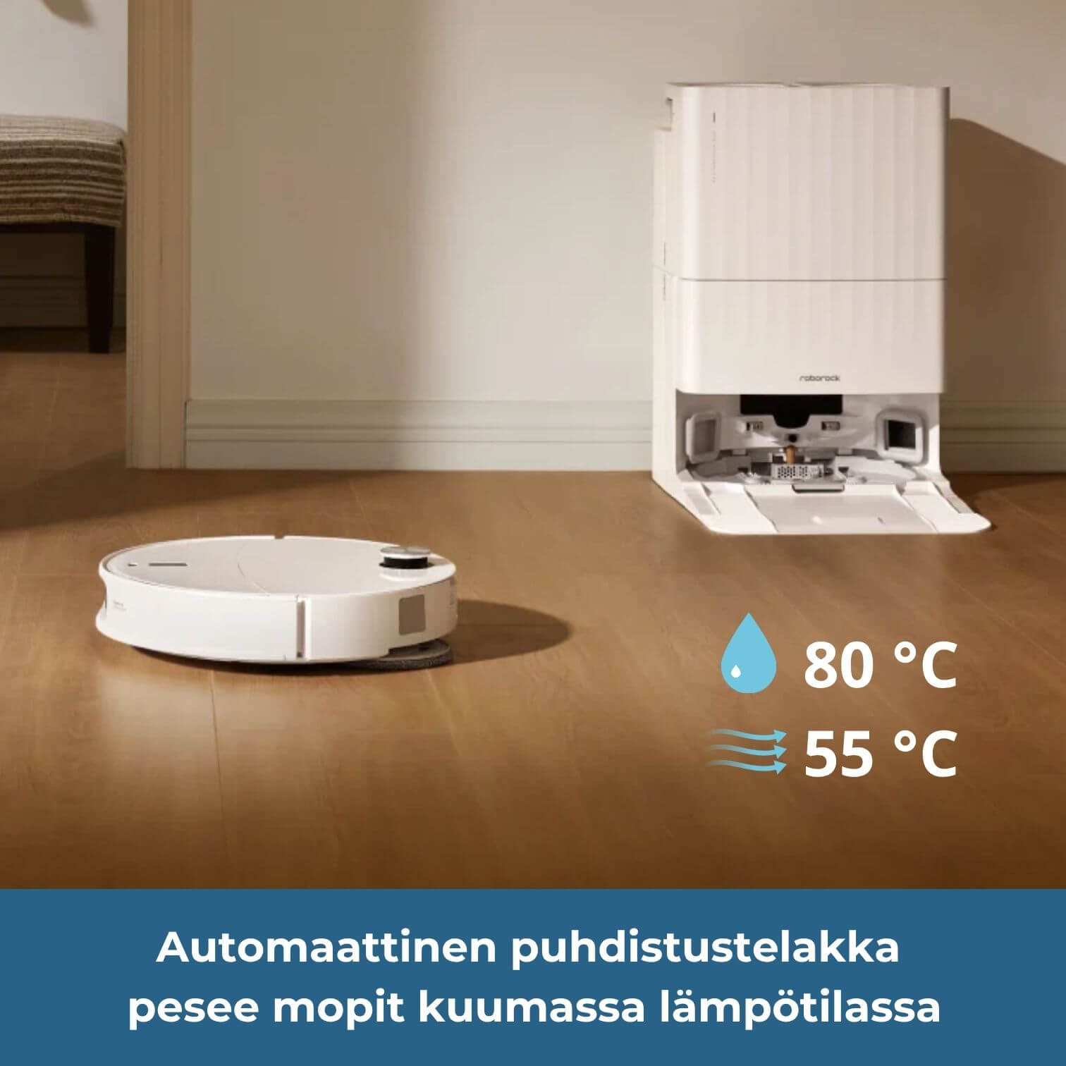 Roborock Qrevo Edge 2 robotti-imuri & -moppi + puhdistustelakka