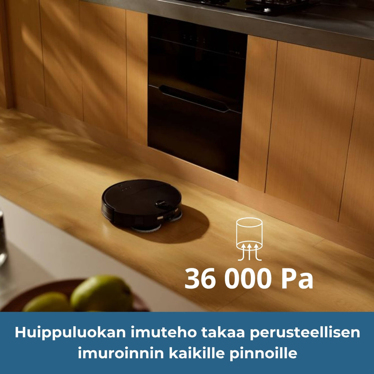 Roborock Saros 20 Neo robotti-imurissa on huippuluokan 36 000 Pascalin imuteho, joka takaa perusteellisen imuroinnin kaikille pinnoille.