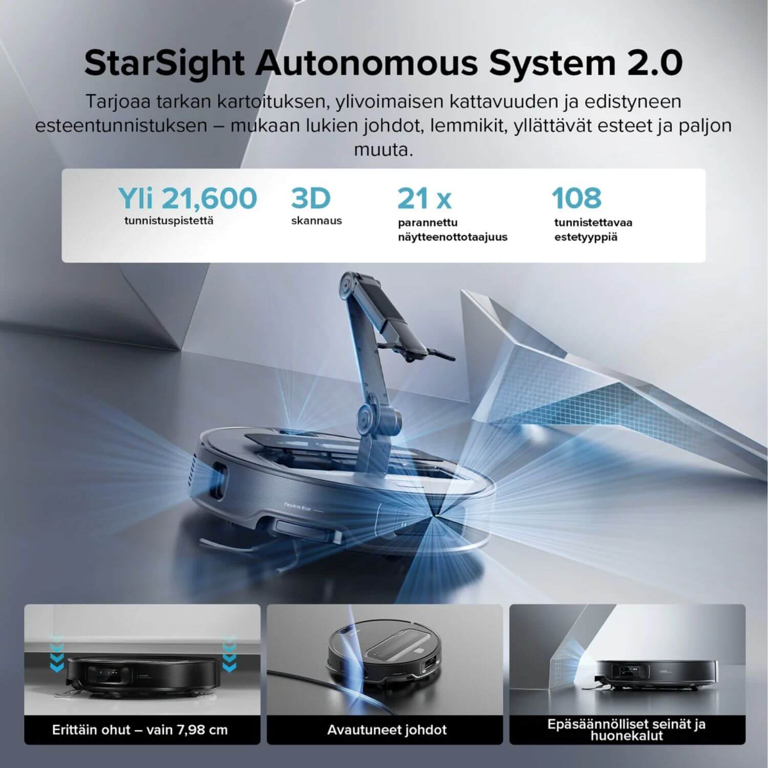 Roborock Saros Z70 robotti-imuri & -moppi + puhdistustelakka