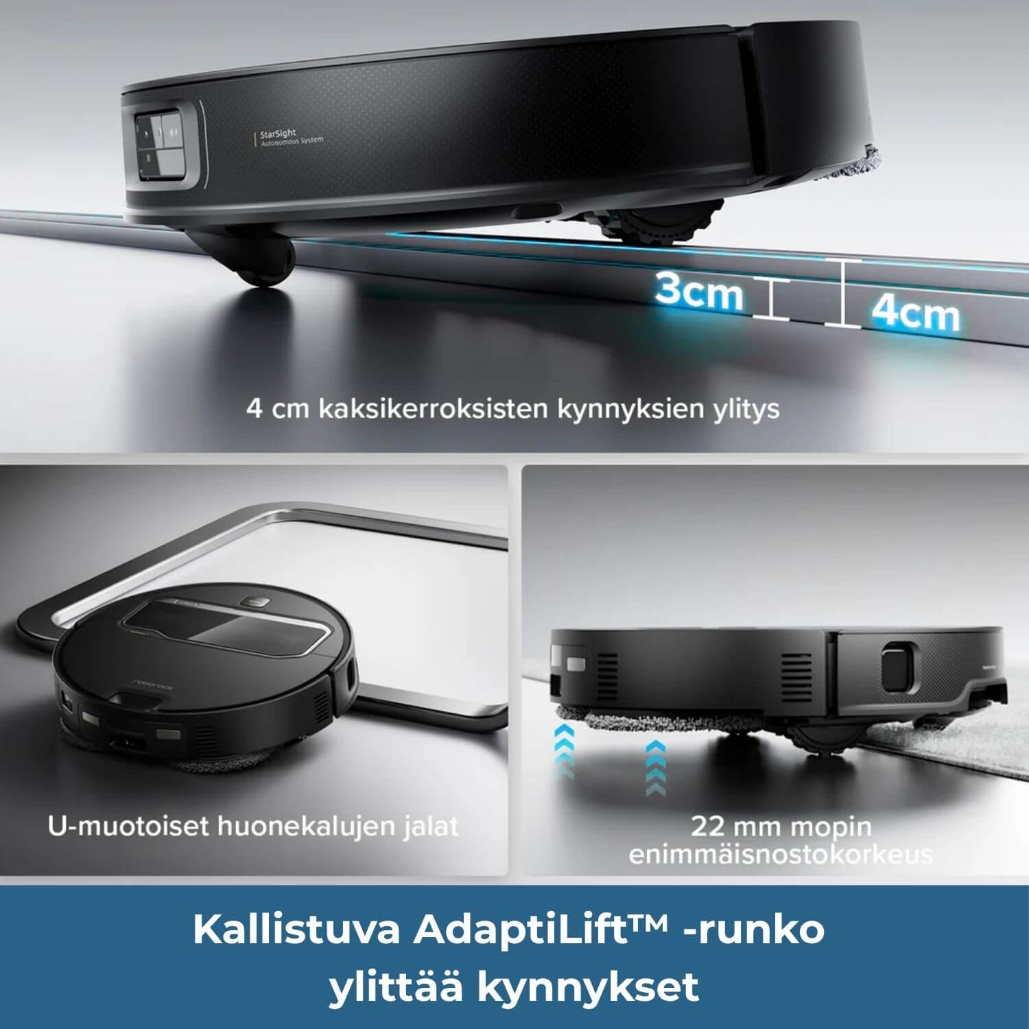 Roborock Saros Z70 robotti-imuri & -moppi + puhdistustelakka