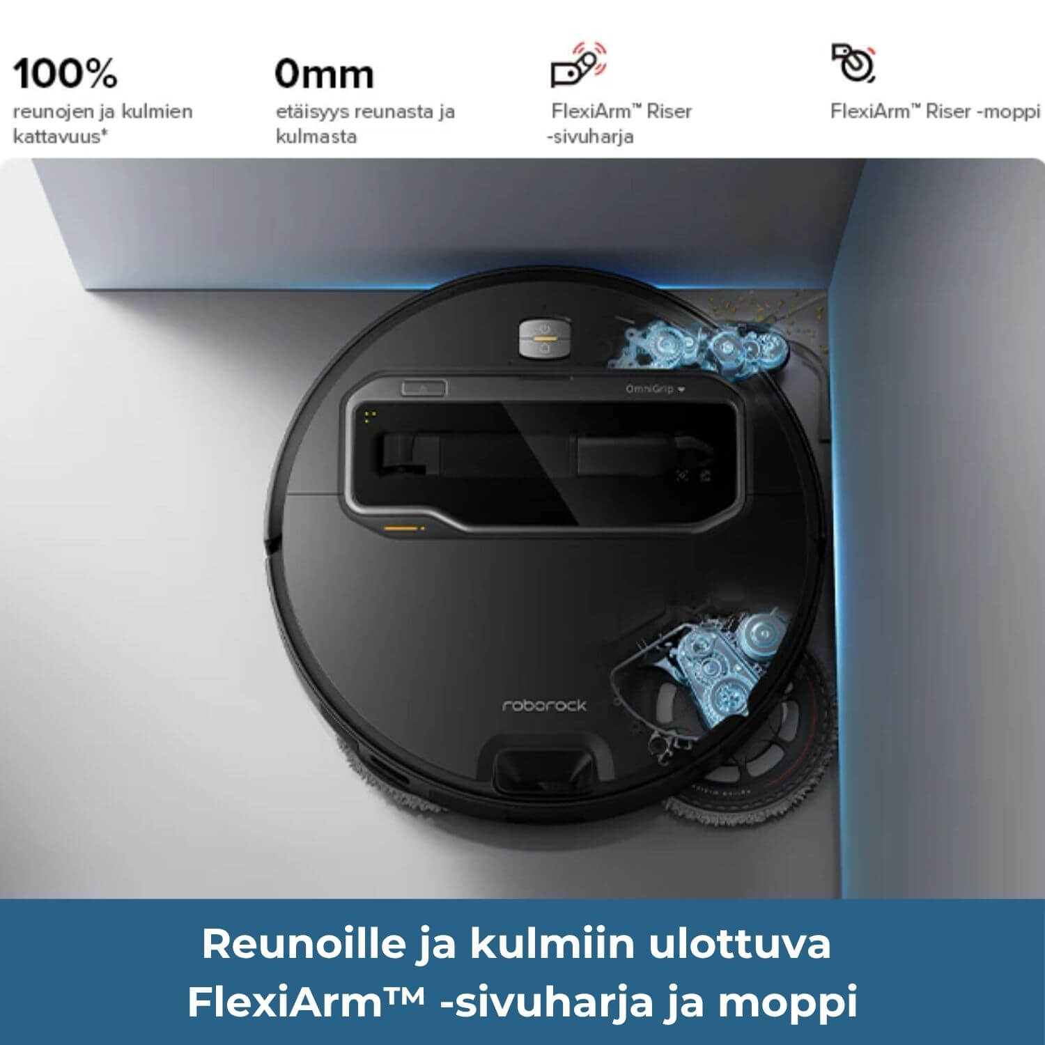 Roborock Saros Z70 robotti-imuri & -moppi + puhdistustelakka