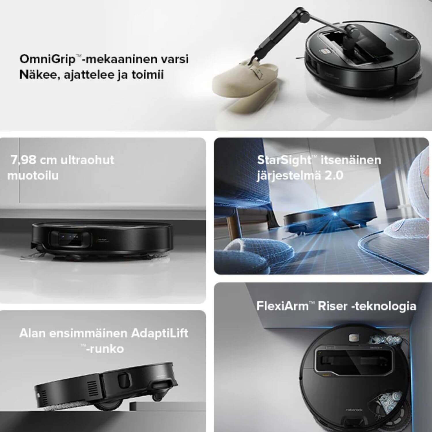 Roborock Saros Z70 robotti-imuri & -moppi + puhdistustelakka