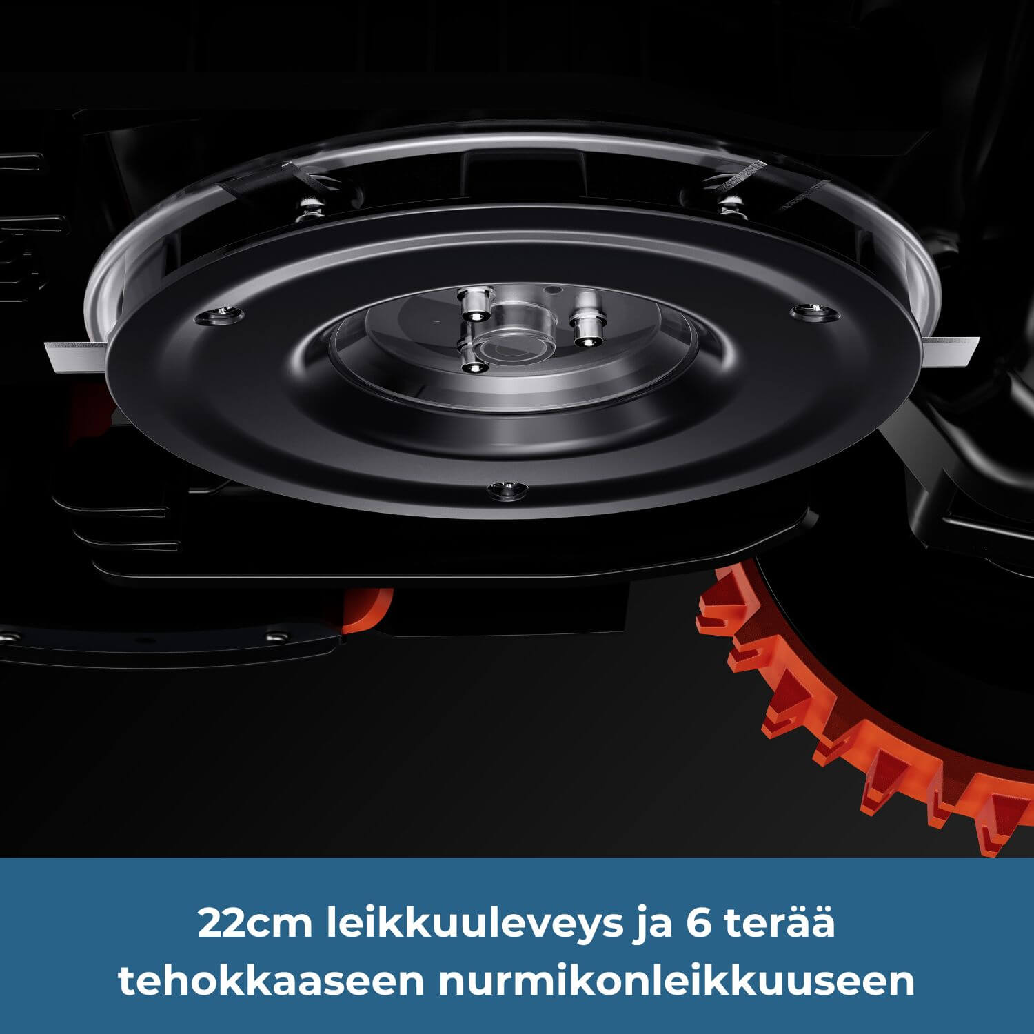 Segway Navimow H2_E robottileikkurin leikkuuleveys on 22cm ja sen terälevyssä on yhteensä 6 terää tehokkaaseen nurmikonleikkuuseen.