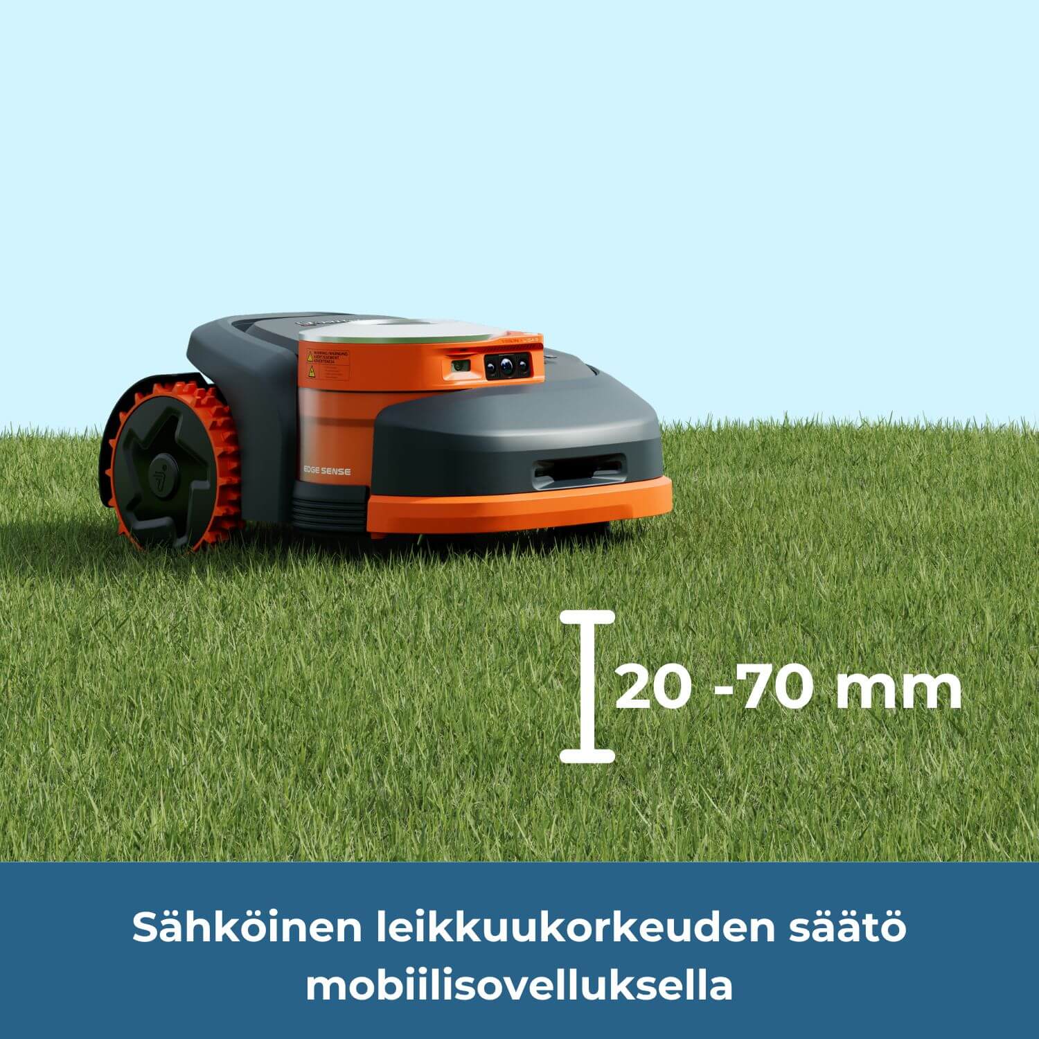 Segway Navimow H2_E robottileikkurissa on sähköinen leikkuukorkeuden säätö mobiilisovelluksesta 20-70 mm välillä.