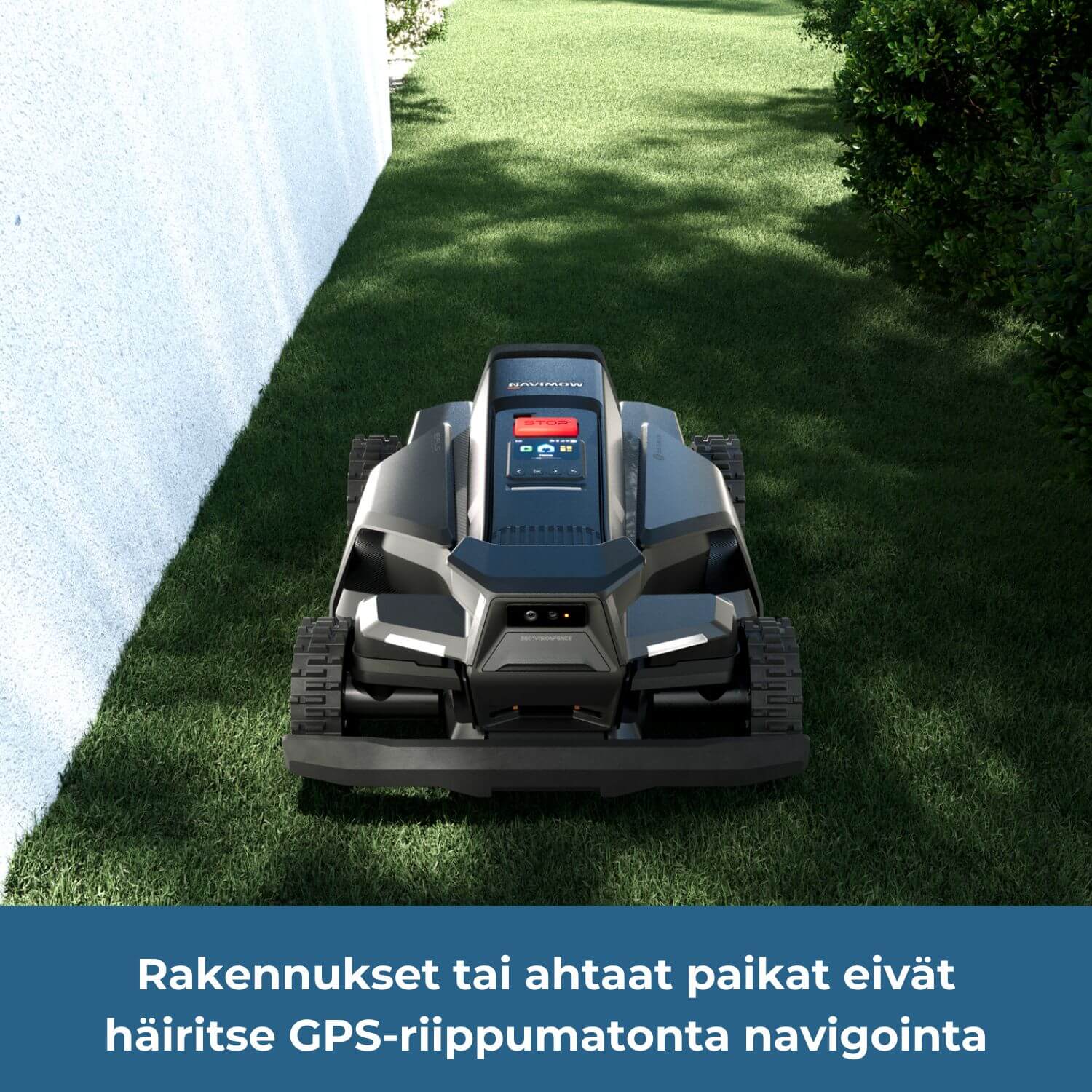 Rakennukset, ahtaat paikat tai muut katvealueet eivät häiritse Segway Navimow X4 robottiruohonleikkurin GPS-riippumatonta navigointia.