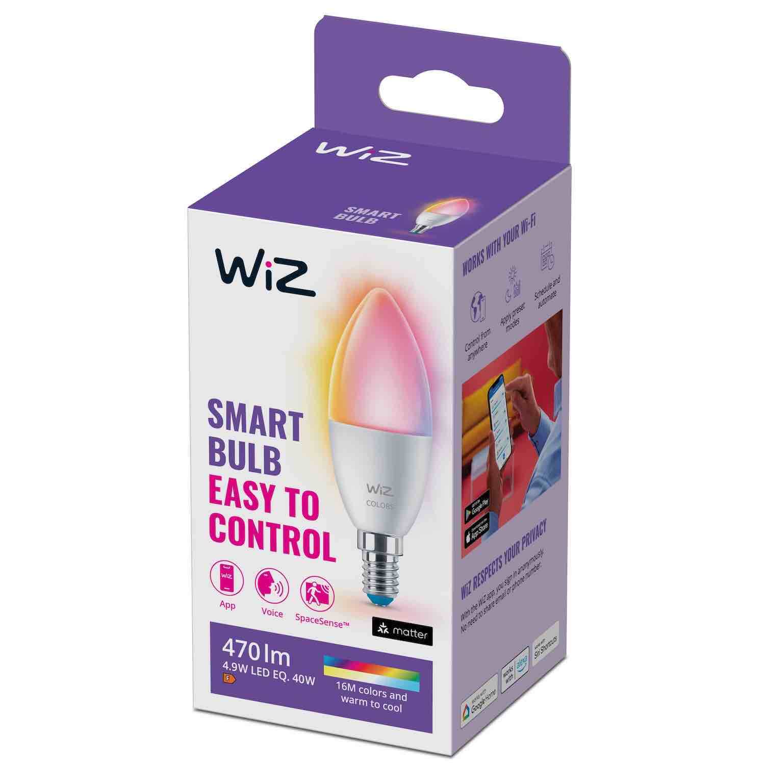 WiZ älylamppu E14 kaikilla väreillä RGB, 4,9W, WiFi