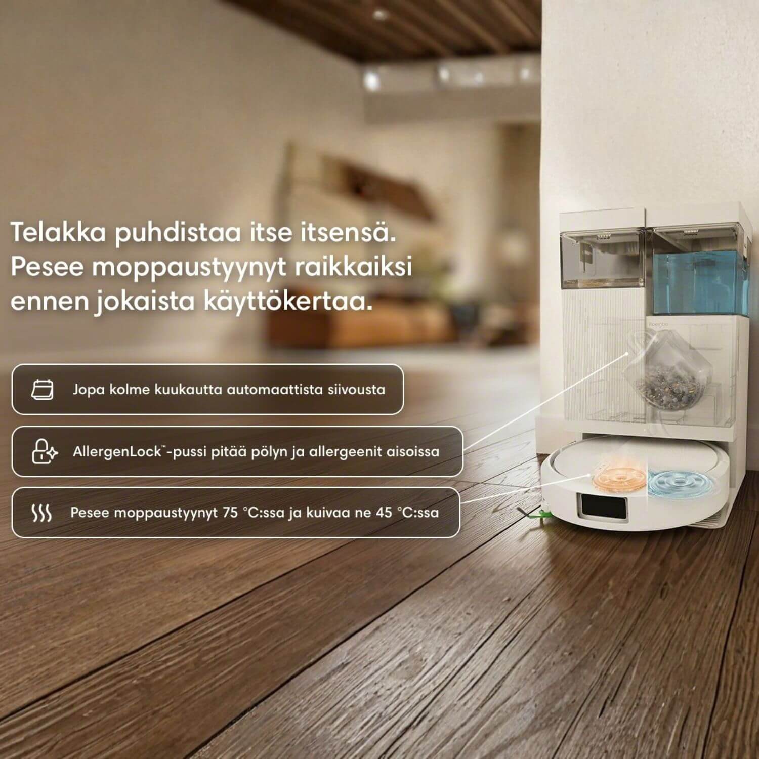 iRobot Roomba Combo 515+ robotti-imuri & -moppi + puhdistustelakka