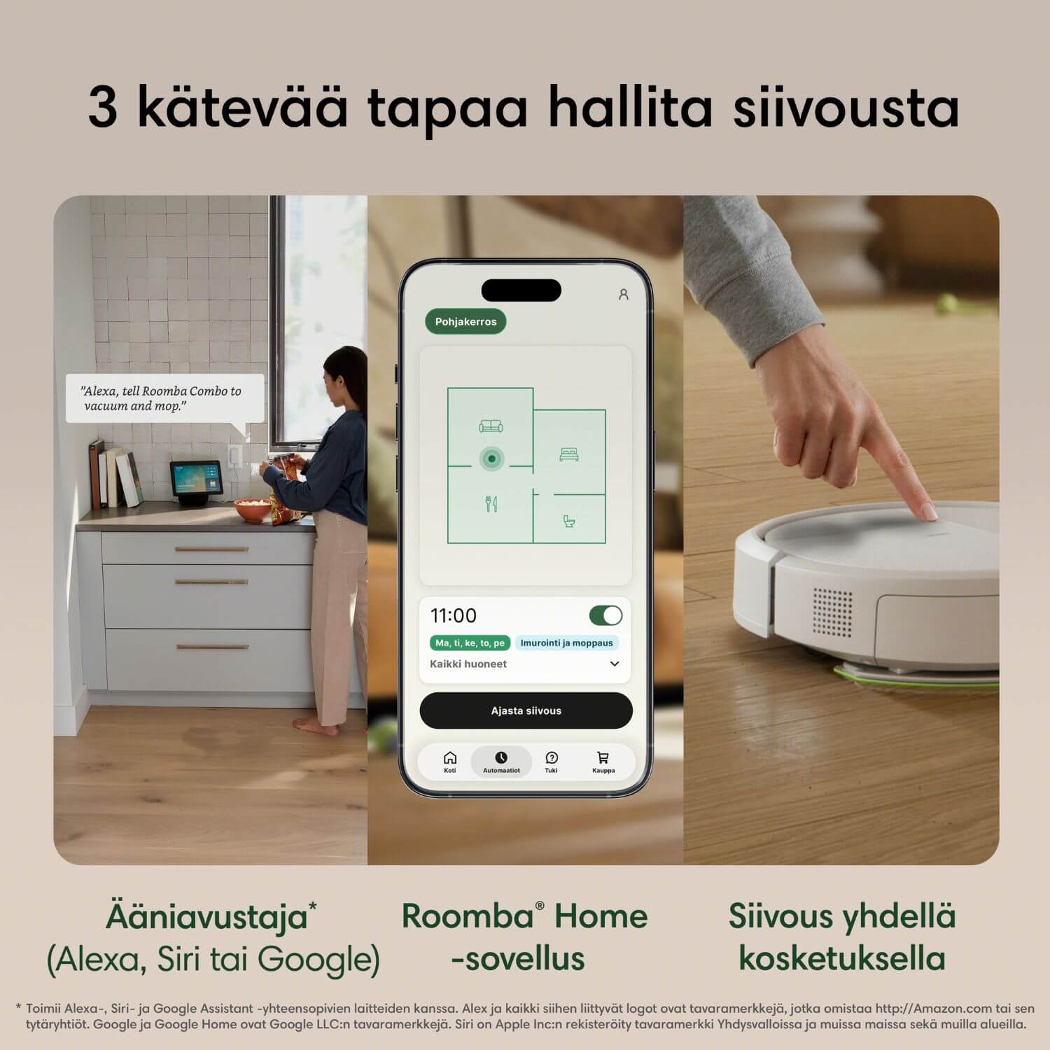 iRobot Roomba Combo 515+ robotti-imuri & -moppi + puhdistustelakka