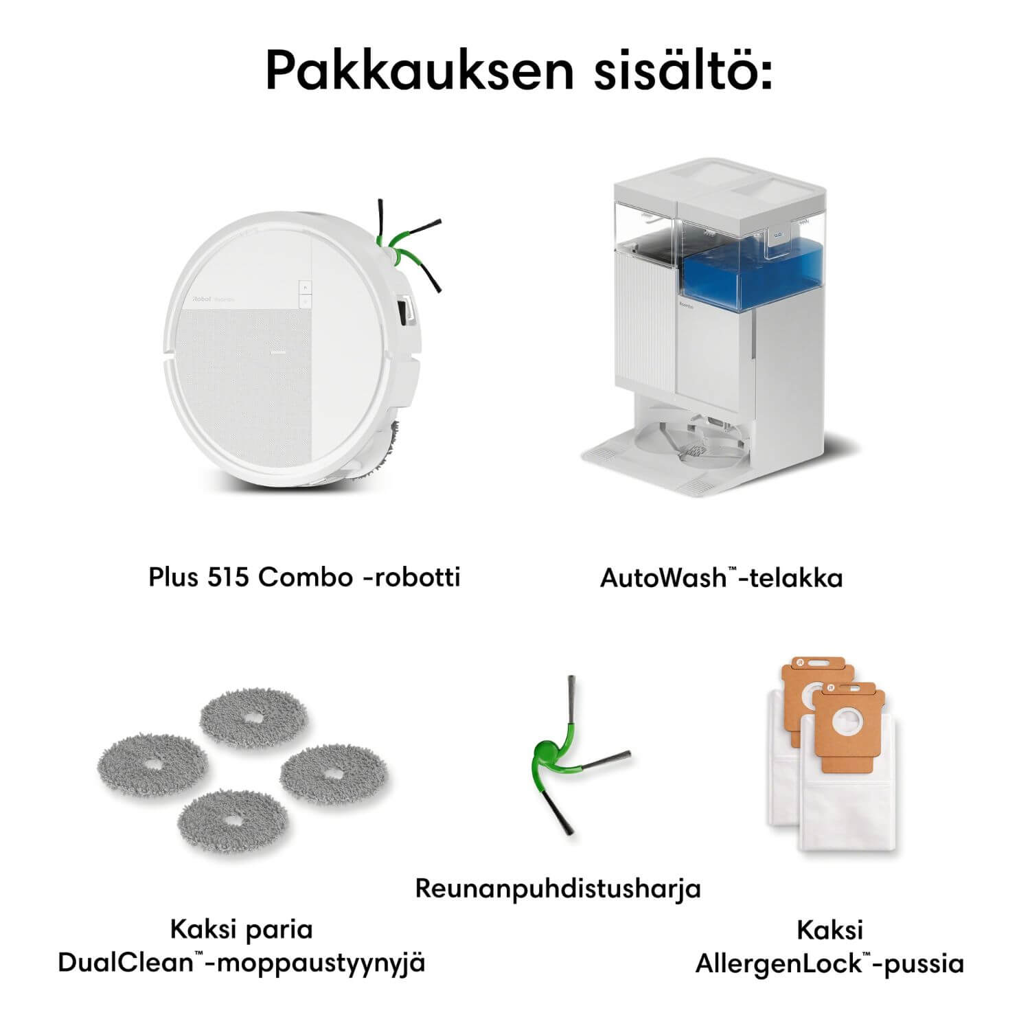 iRobot Roomba Combo 515+ robotti-imuri & -moppi + puhdistustelakka