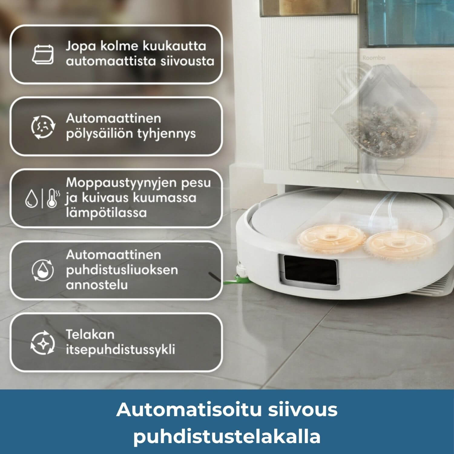 iRobot Roomba 575+ Combo robotti-imuri & -moppi + puhdistustelakka