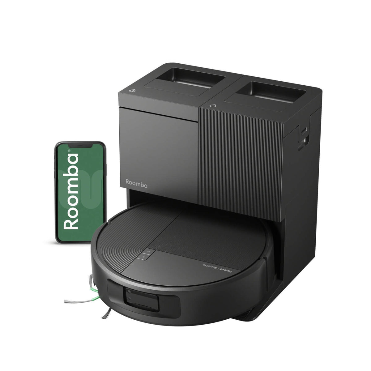 iRobot Roomba 615+ Combo robotti-imuri, musta, tuotekuva, sivuviistosta ohjaus mobiilisovelluksella