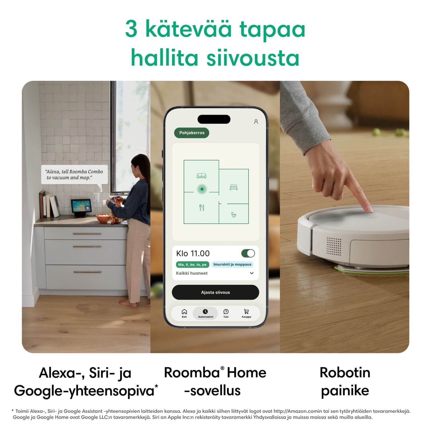 iRobot Roomba Combo 115+ robotti-imuri & -moppi + tyhjennystelakka