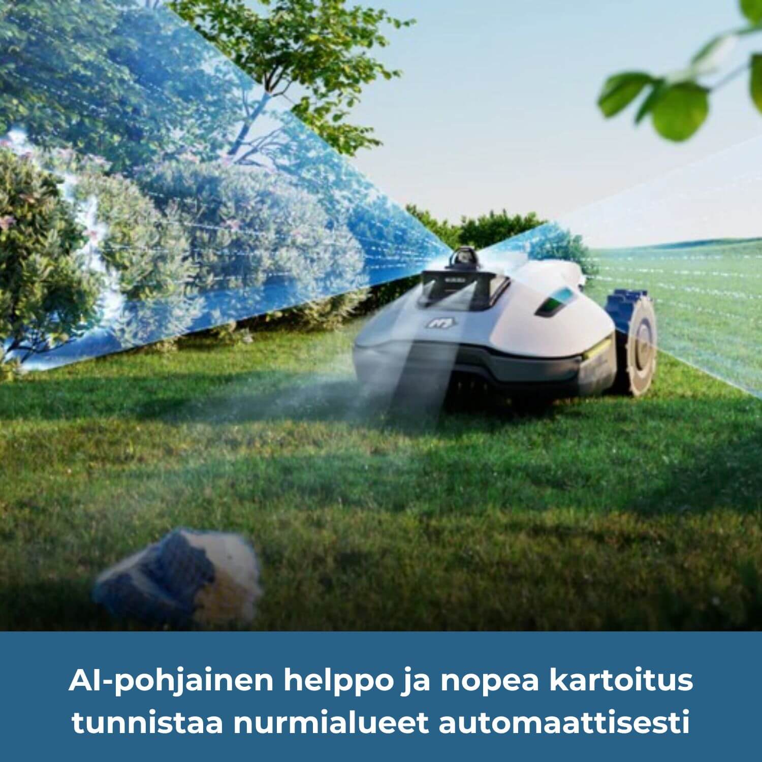 Mammotion Yuka mini 2 lidar vision robottileikkurin AI-pohjainen helppo ja nopea kartoitus tunnistaa pihan/nurmialueen rajat automaattisesti