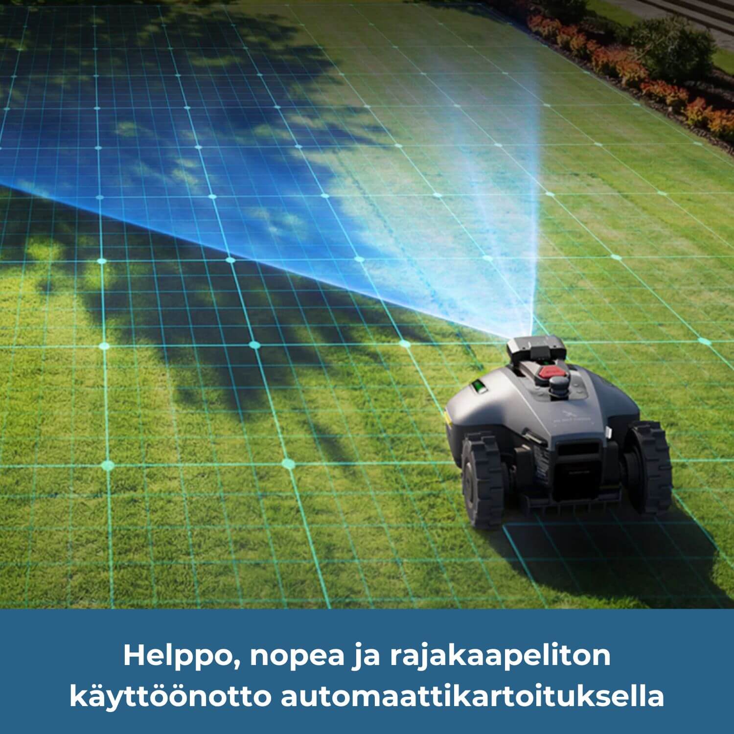 mammotion-yuka-mini-2-rtk-vision-rajalangaton-robottiruohonleikkurin käyttöönotto on nopeaa ja helppoa: siinä on täysin rajakaapeliton automaattikartoitus.
