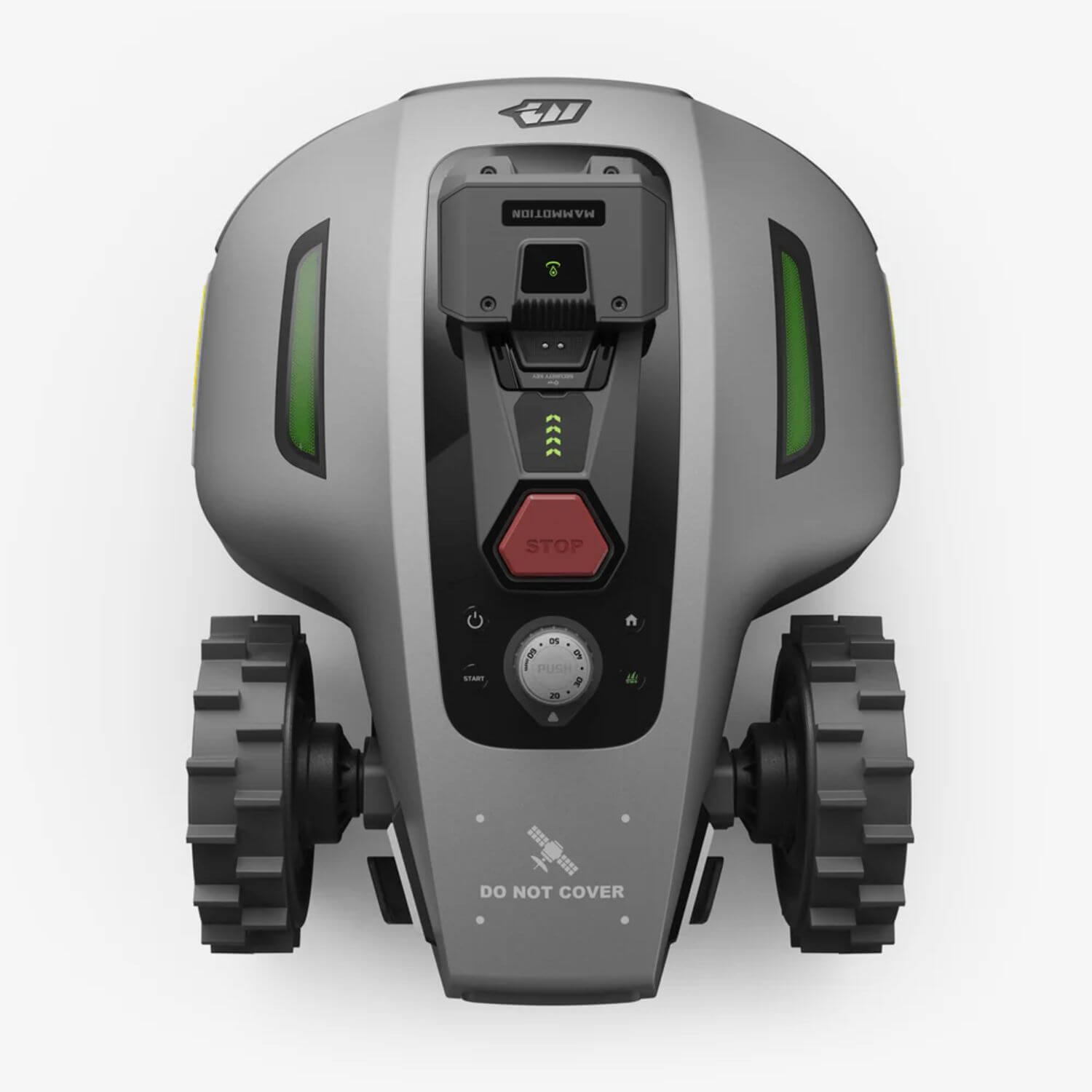 mammotion-yuka-mini-2-rtk-vision-rajalangaton-robottiruohonleikkuri tuotekuva tummanharmaa/musta kansi päältä kuvattuna.