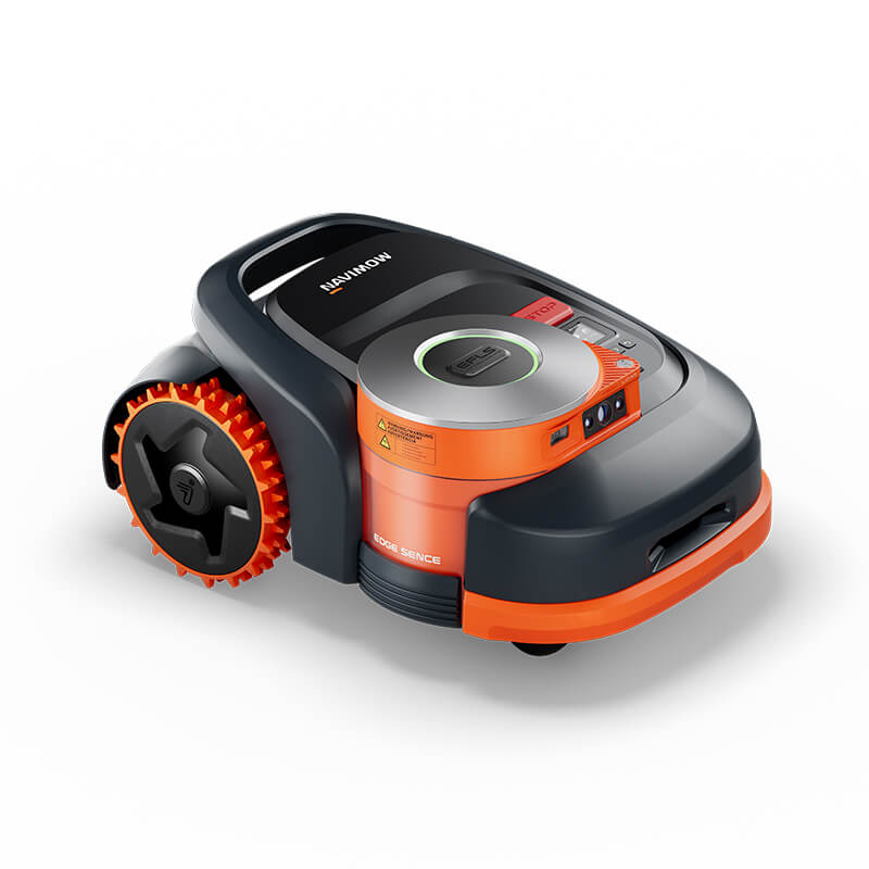 Segway Navimow h215 rajalangaton robottiruohonleikkurin tuotekuva, värissä musta/oranssi, sivuviistosta