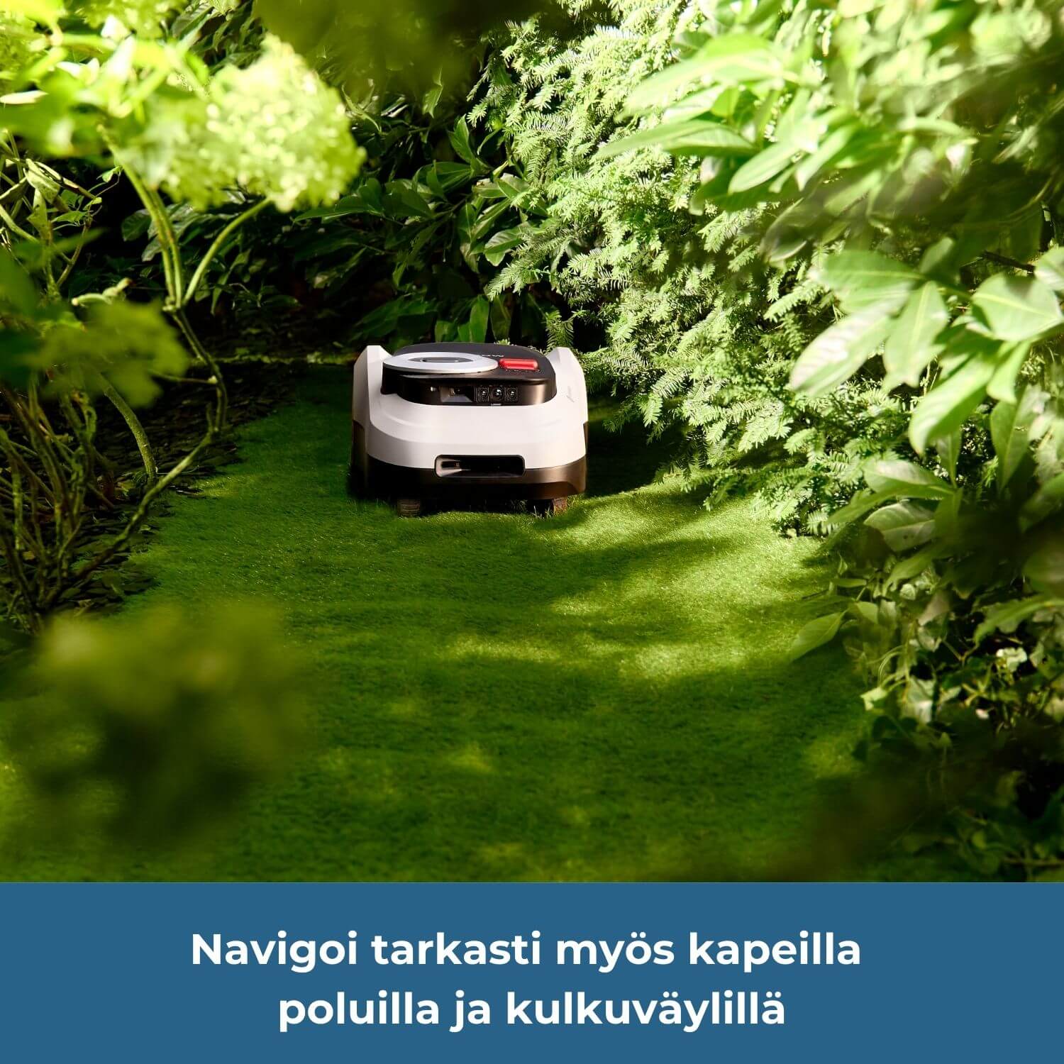 segway navimow i2E lidar pro -robottiruohonleikkuri navigoi tarkasti myös kapeilla poluilla ja katveisilla kulkuväylillä.