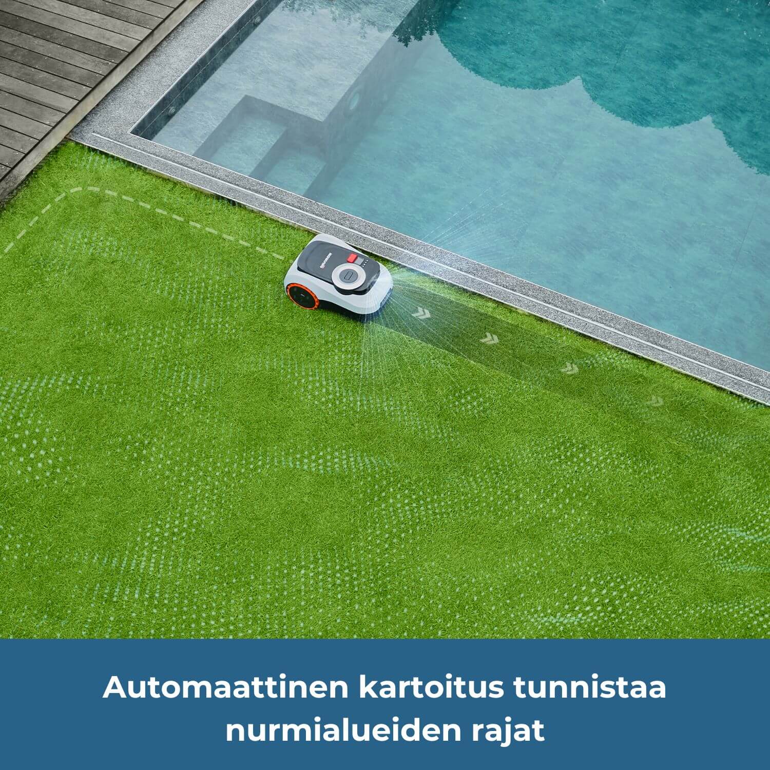 segway navimow i2E lidar rajalangaton robottiruohonleikkuri kartoittaa pihan automaattisesti tunnistaen nurmialueen rajat.