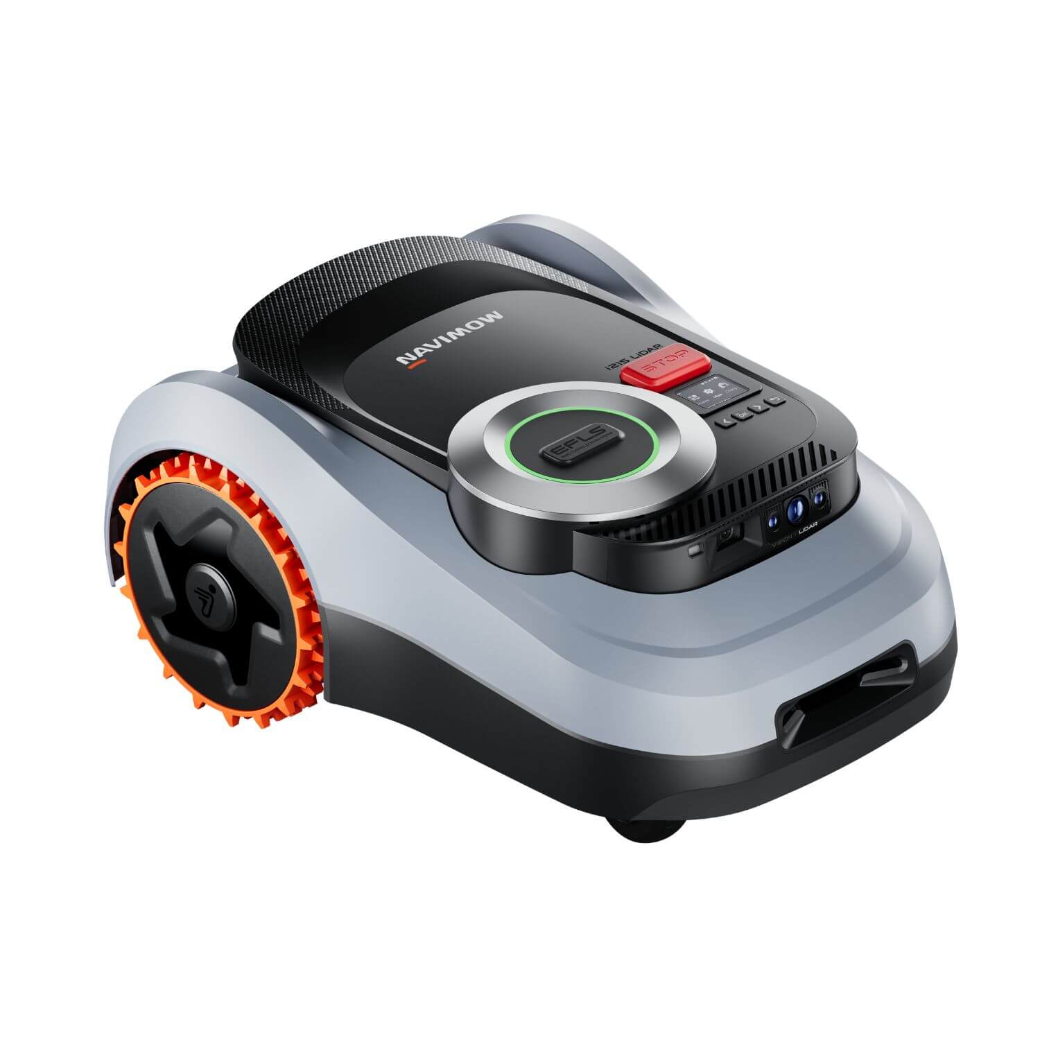 segway navimow i2E lidar rajalangaton robottiruohonleikkuri harmaa/musta, tuotekuva sivuviisto kuvakulma